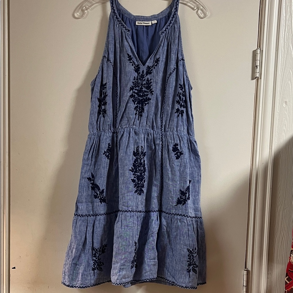 Roller Rabbit Blue Embroidered Mini Dress - Picture 1 of 5